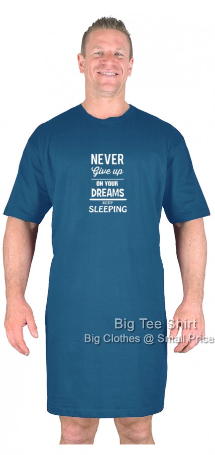 Denim Blue Big Tee Shirt Never Give Up Nightshirt