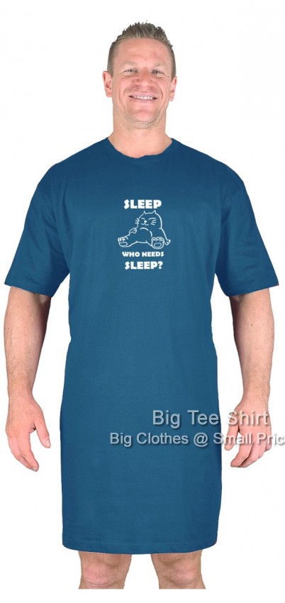 Denim Blue Big Tee Shirt Who Needs Sleep Nightshirt