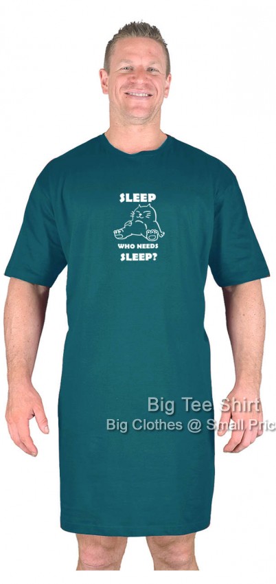 Emerald Green Big Tee Shirt Who Needs Sleep Nightshirt
