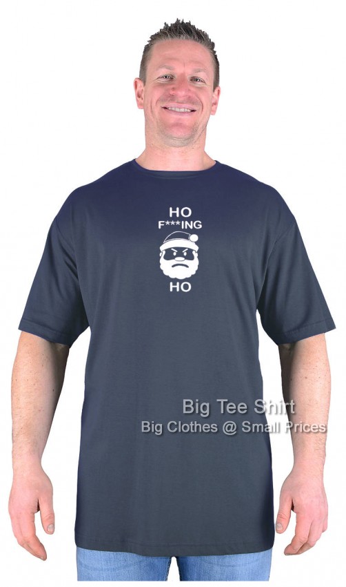 Charcoal Grey Big Tee Shirt HO HO Rude Christmas T-Shirt 