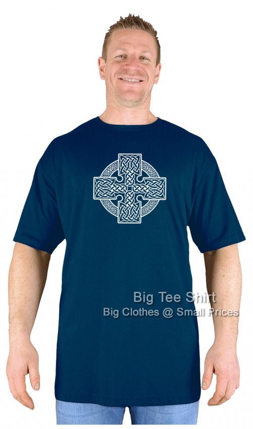 Navy Blue Big Tee Shirt Celtic Cross T-Shirt