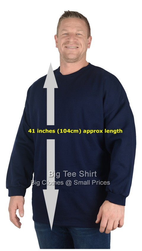 Navy Blue Big Tee Shirt Sam Long Tall Crew Neck Sweatshirt