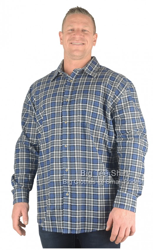 Navy Grey Cotton Valley Jim Long Sleeve Work Shirt 