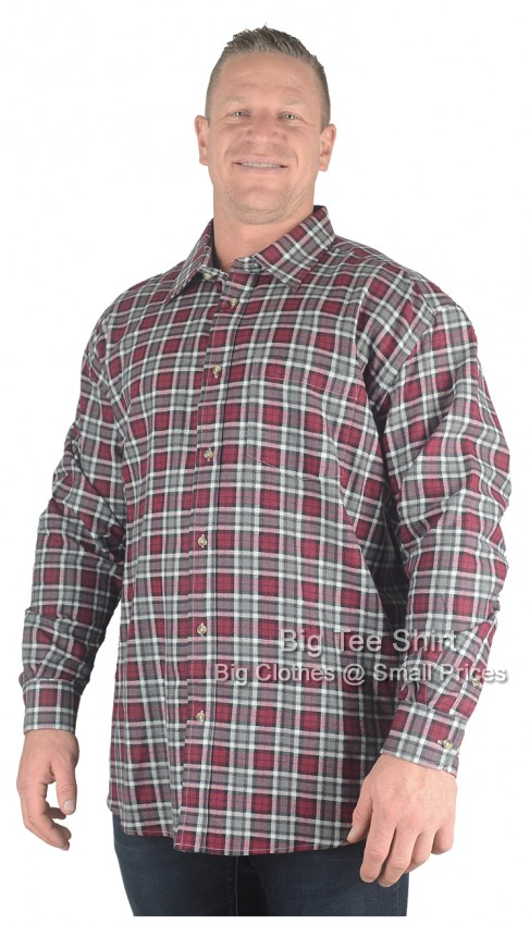 Red Grey Cotton Valley Jim Long Sleeve Work Shirt 