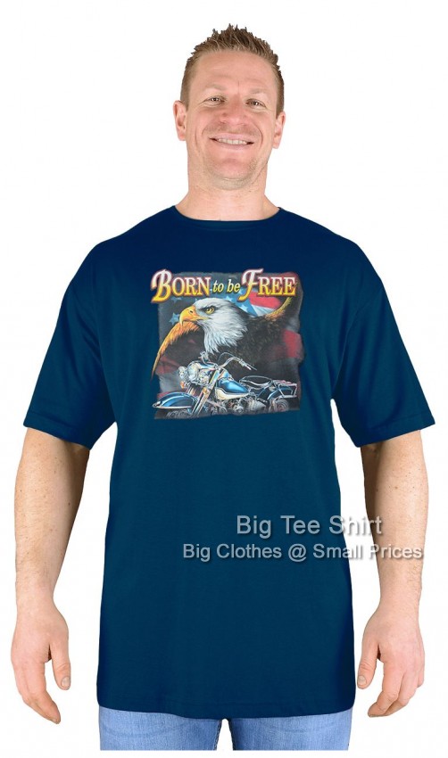 Navy Blue Big Tee Shirt Biker Be Free T-Shirt