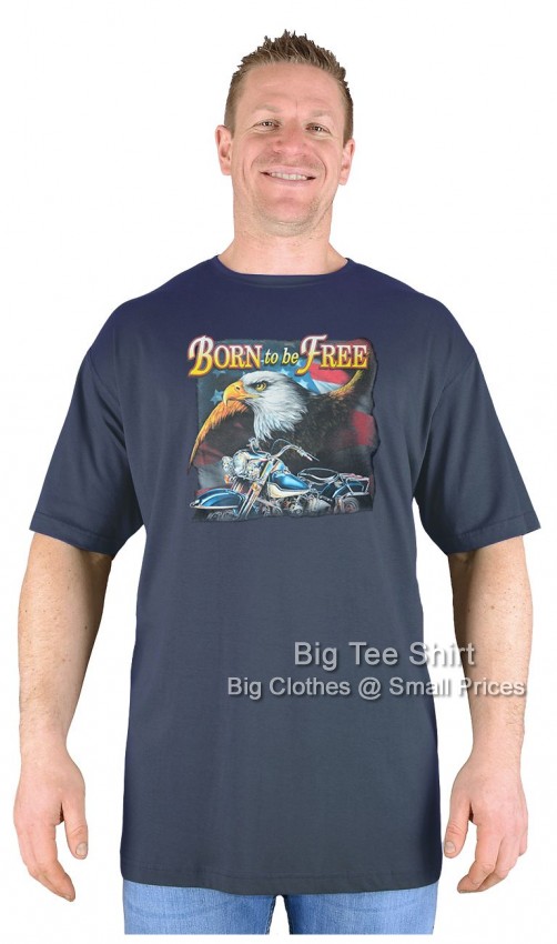 Charcoal Grey Big Tee Shirt Biker Be Free T-Shirt