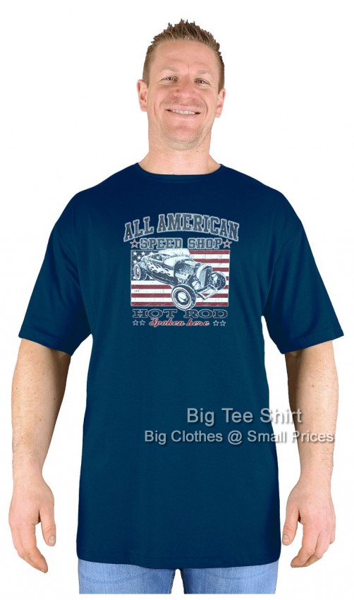 Navy Blue Big Tee Shirt Hot Rod T-Shirt 