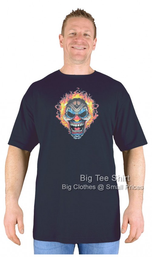 Black Big Tee Shirt Scary Clown  EXTRA LONG TALL  T-Shirt