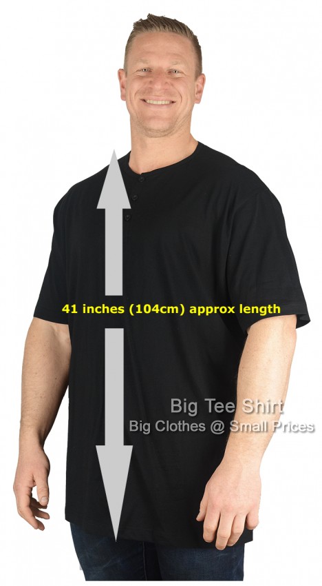 Black Big Tee Shirt Henry Extra Long Tall Grandad Shirt