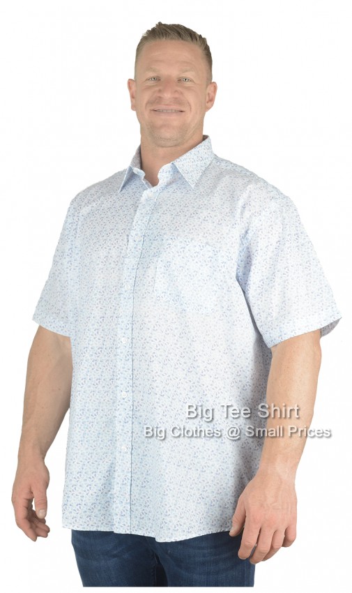 White Blue Lilac Cotton Valley Belfast Short Sleeve Shirt - EOL