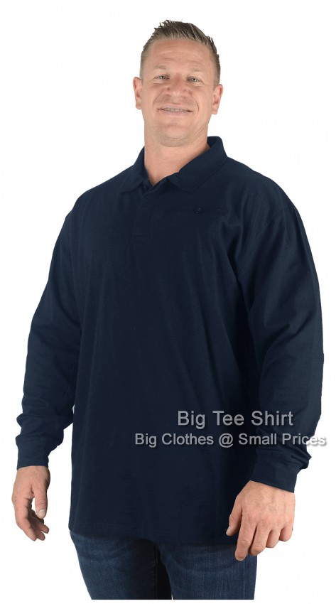 Navy Blue Kam Mons Long Sleeve Polo Shirt - EOL