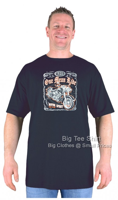 Black- Motor Spirit Big Tee Shirt Extremely Long Tall Biker T-Shirts