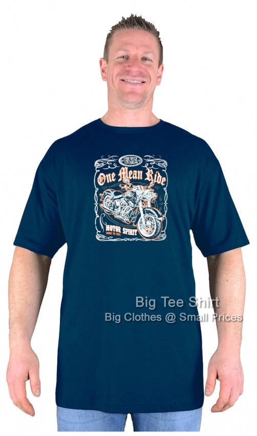 Navy Blue - Motor Spirit Big Tee Shirt Extremely Long Tall Biker T-Shirts