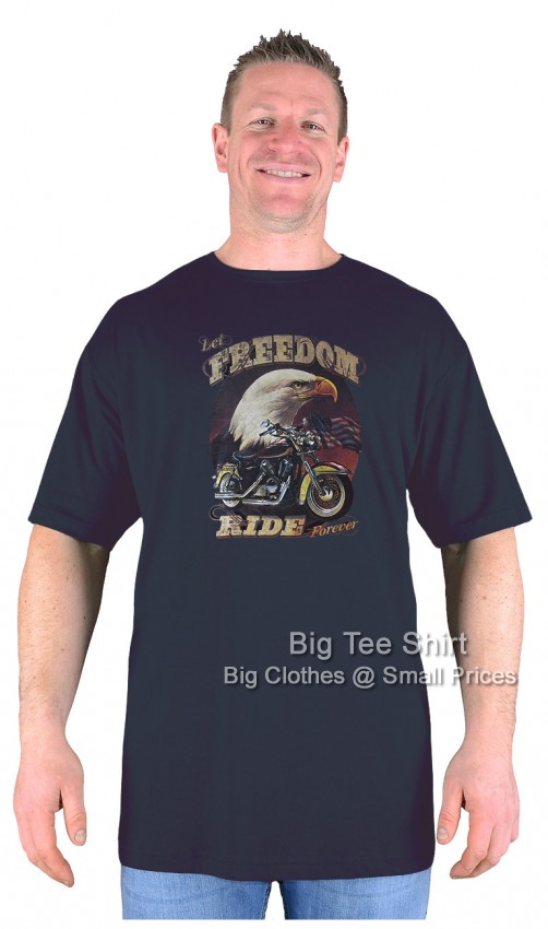 Black- Freedom Eagle Big Tee Shirt Extremely Long Tall Biker T-Shirts
