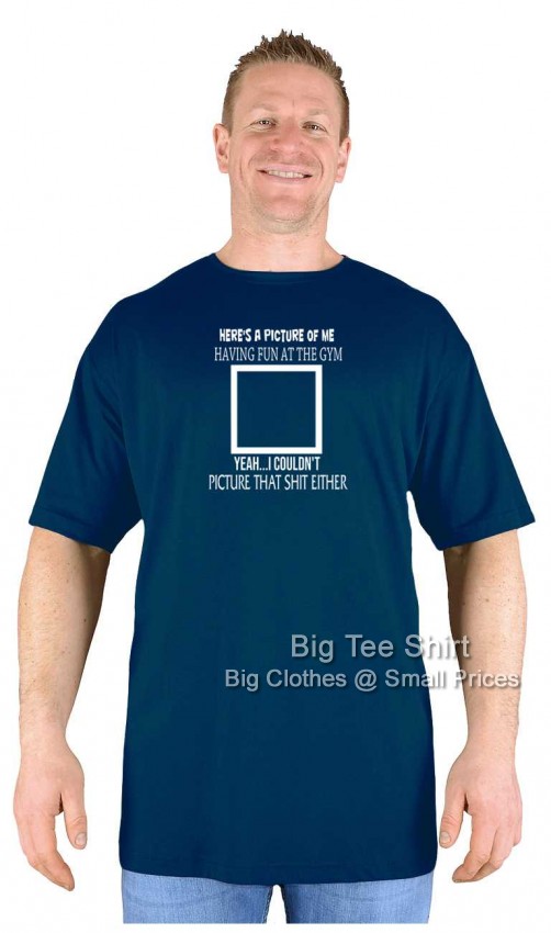 Navy Blue Big Tee Shirt Gym Picture T-Shirt