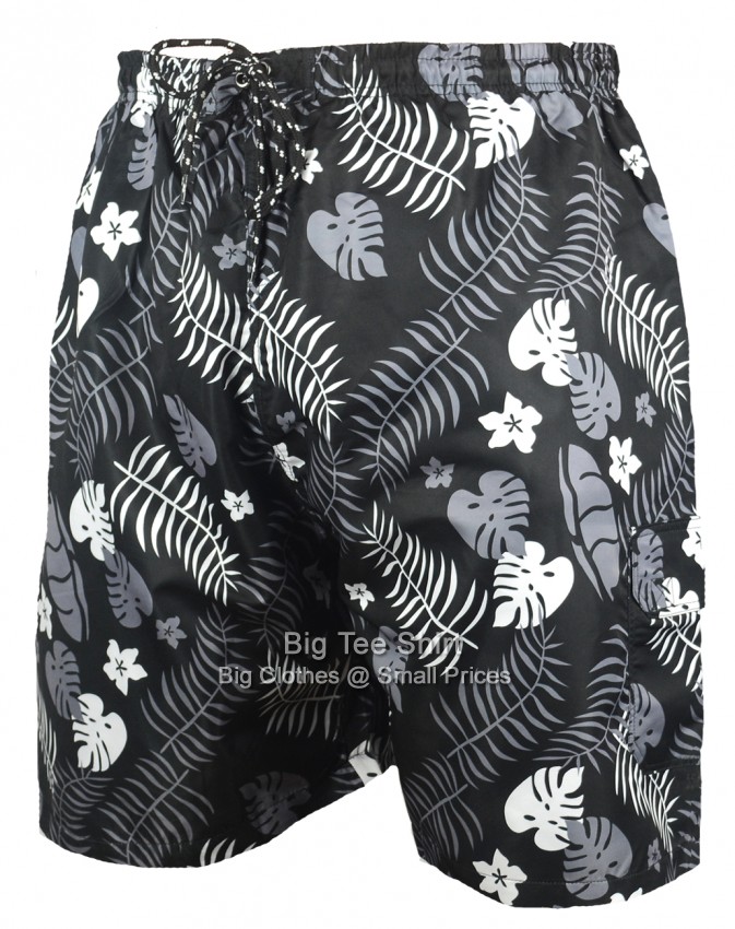 A man wearing a pair of floral inspired swim shorts.