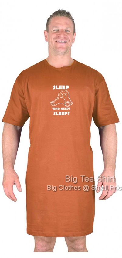 Soft Orange Big Tee Shirt Who Needs Sleep Nightshirt
