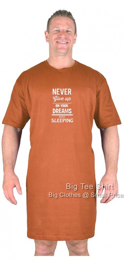 Soft Orange Big Tee Shirt Never Give Up Nightshirt
