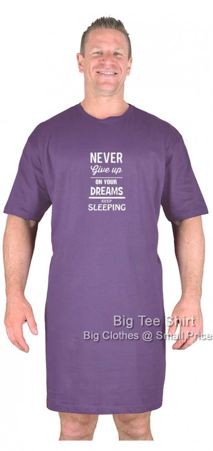 Pale Purple Big Tee Shirt Never Give Up Nightshirt