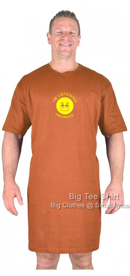 Soft Orange Big Tee Shirt Listening Nightshirt 