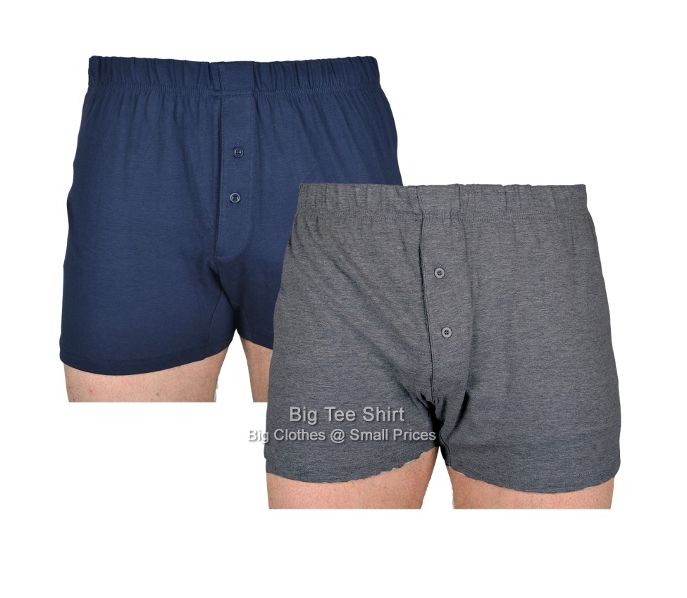 Navy Blue Charcoal Grey Cotton Valley Eddie  Boxers - Damaged or Seconds