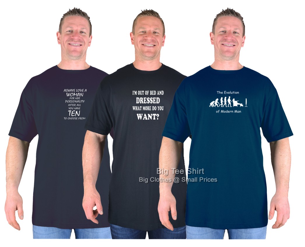 Black Navy Blue Big Tee Shirt Value Triple Pack T-Shirts