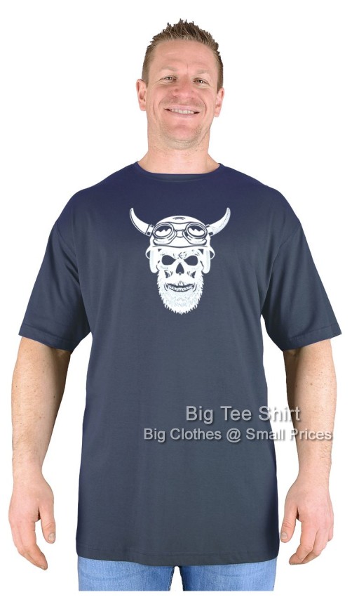 Charcoal Grey Big Tee Shirt Road Warrior Skull EXTRA LONG TALL T-Shirt