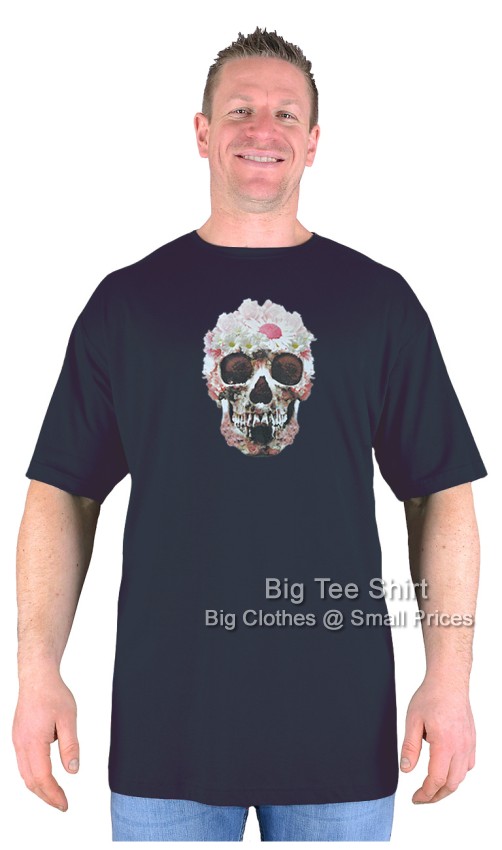Black- Regeneration Big Tee Shirt Extremely Long Tall Skull T-Shirts