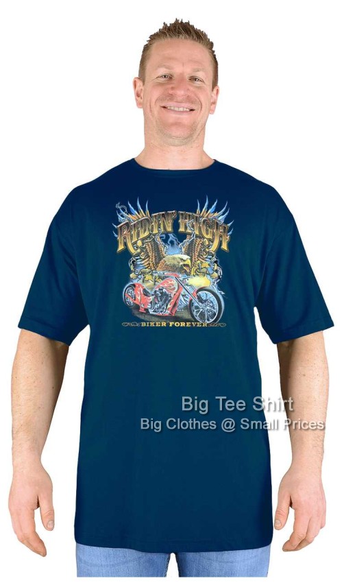 Navy Blue Big Tee Shirt Biker Forever T-Shirt