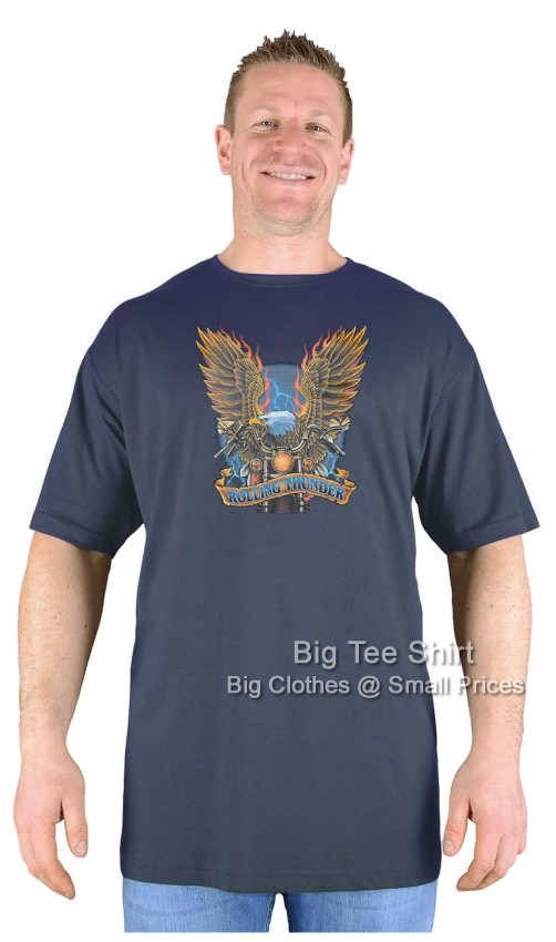Charcoal Grey Big Tee Shirt Thunder Road Biker T-Shirt