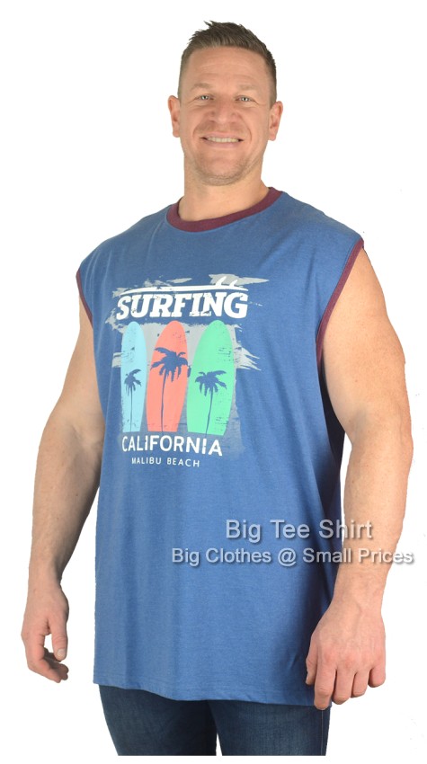 Blue Marl Kam Malibu Beach Sleeveless T-Shirt