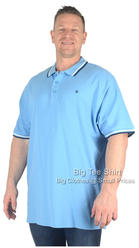 Mid Blue Espionage Mallory Tipped Polo Shirt