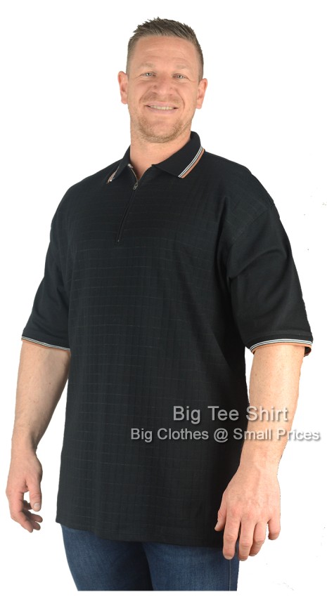 Black Kam Bishop Quarter Zip Polo Shirt 