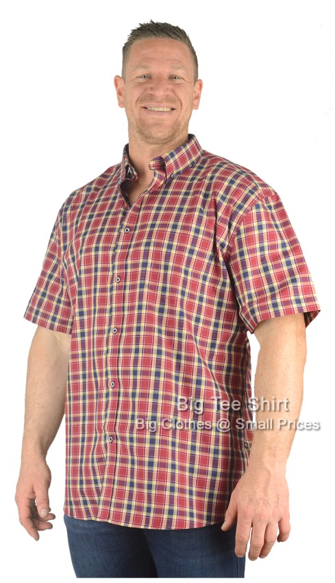 Wine Kam Ward Short Sleeve Check Shirt