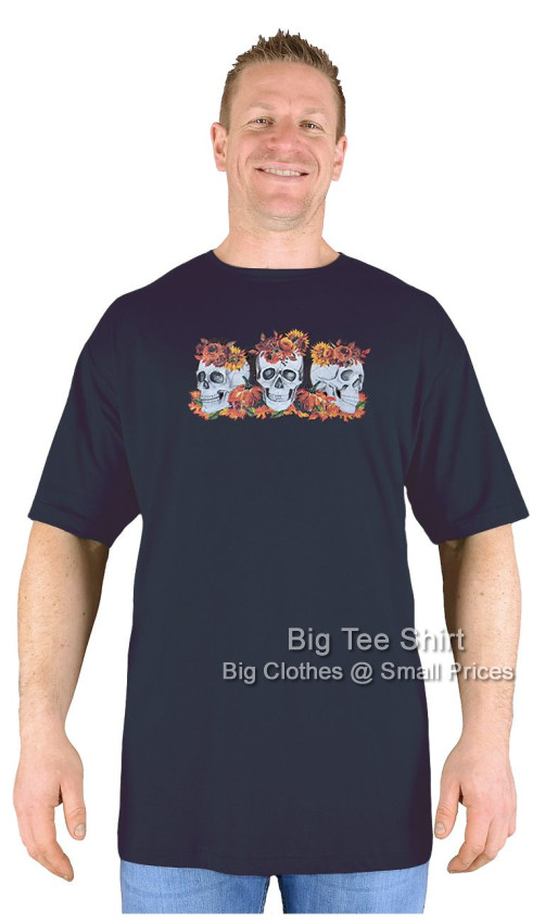 Black Big Tee Shirt Pumpkin Skull T-Shirt