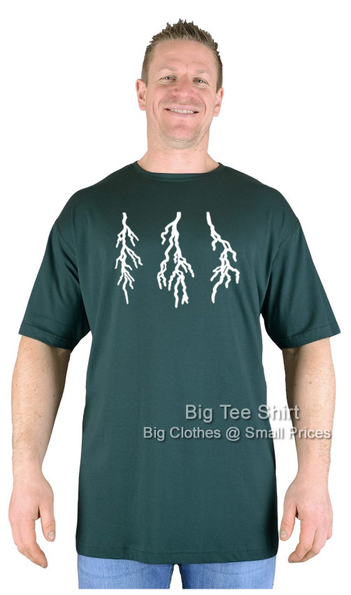Bottle Green Big Tee Shirt Lightning Forks T-Shirt
