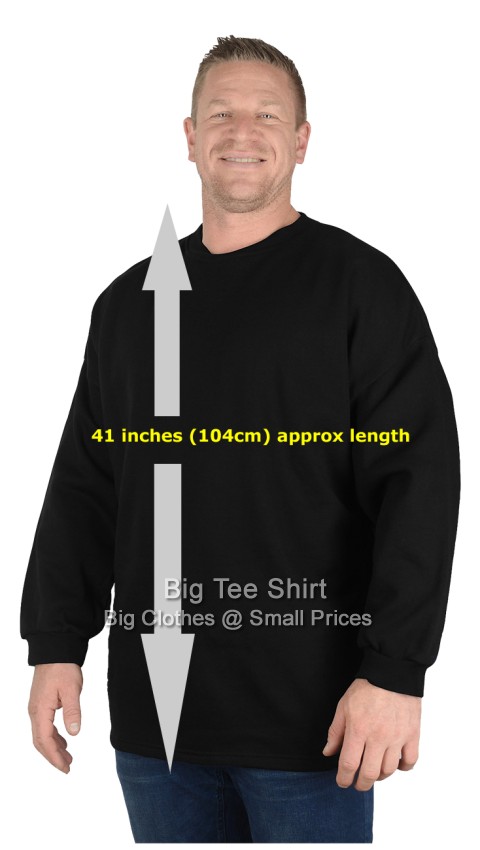 Black Big Tee Shirt Sam Long Tall Crew Neck Sweatshirt