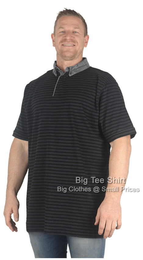 Black Kam Jerrie Striped Polo Shirt