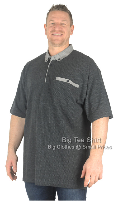 Charcoal Grey Forge Roark Waffle Pattern Polo Shirt - EOL