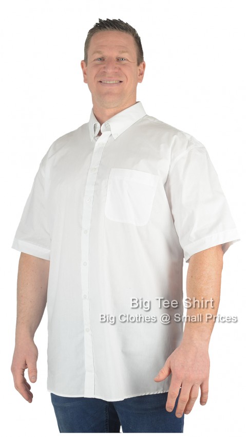 White Espionage Markham Short Sleeve Plain Shirt - Damaged or Seconds
