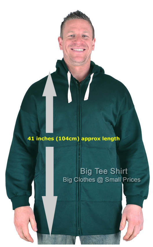 Bottle Green Big Tee Shirt Karma Long Tall Zip Up Hoodie