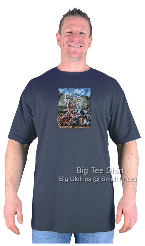 Charcoal Grey Big Tee Shirt Rushmoor Ride Biker T-Shirt