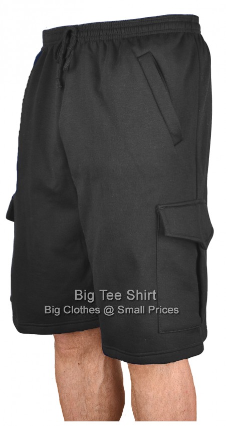 Black Big Tee Shirt Monty Longer Length Cargo Shorts