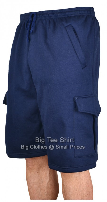 Navy Blue Big Tee Shirt Monty Longer Length Cargo Shorts