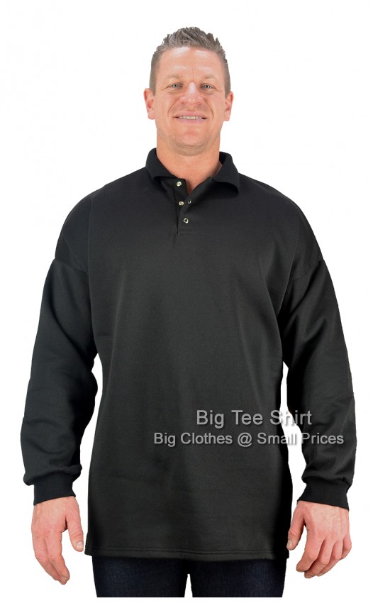 Black Big Tee Shirt Placket Sweatshirt