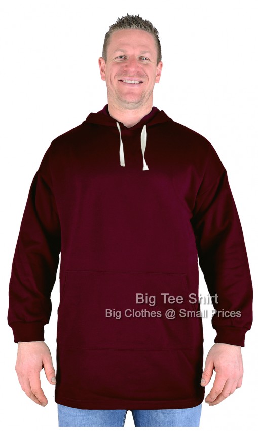 Burgundy Big Tee Shirt Pullover Hoodie