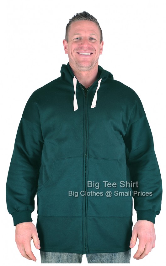Bottle Green Big Tee Shirt Zip-Up Hoodie  