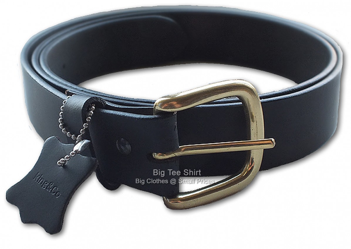 Black Kings Brass Buckle Leather Belt (NOT BONDED)