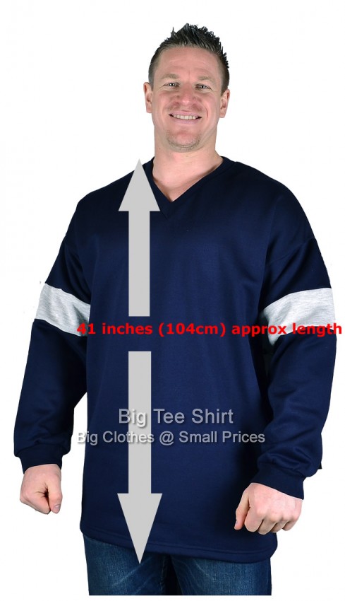 Navy Big Tee Shirt Bock Extra Tall V-Neck Sweatshirt