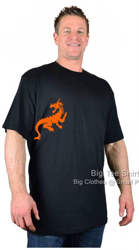 Black Big Tee Shirt Roaring Dragon T-Shirt